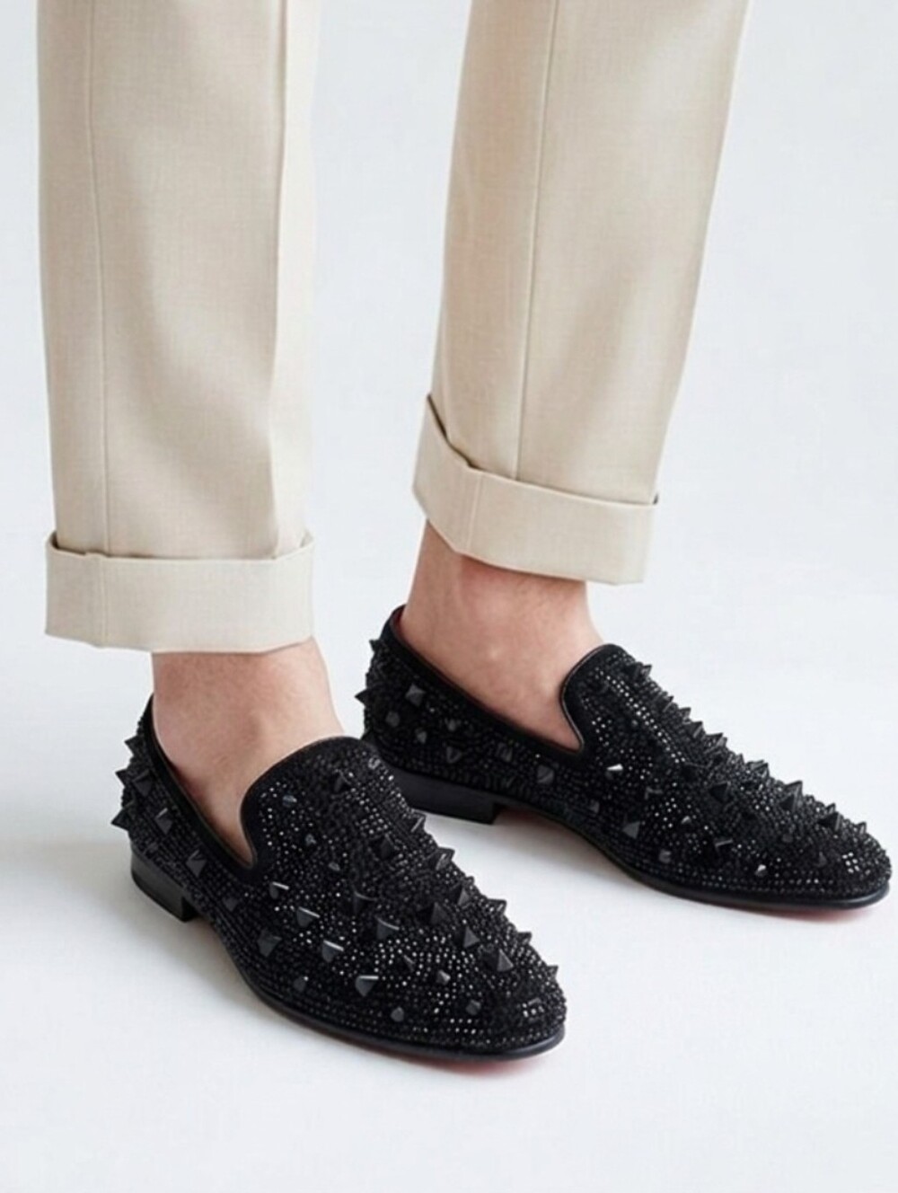 Divinity Loafers Men's Size 8 Black Jewel Studded Spiked